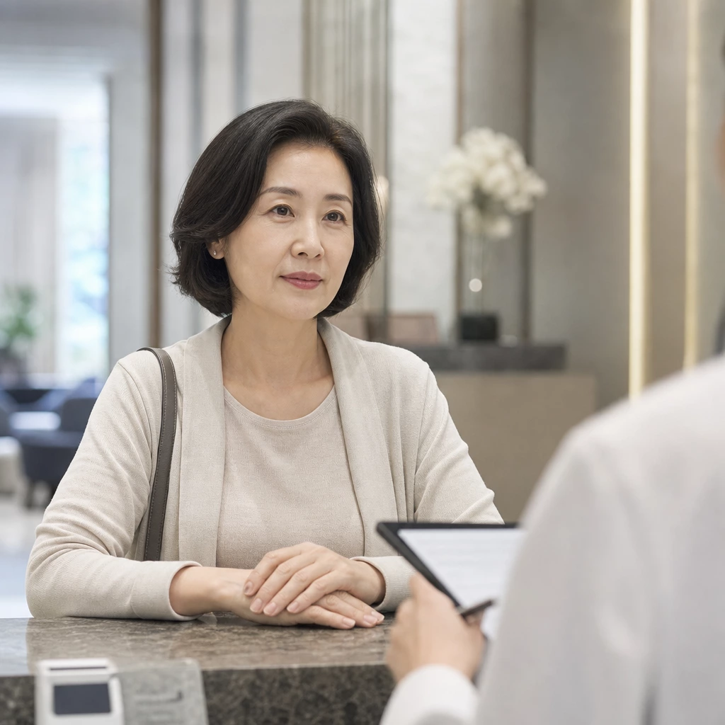 50대 여성 건강검진을 받는 모습