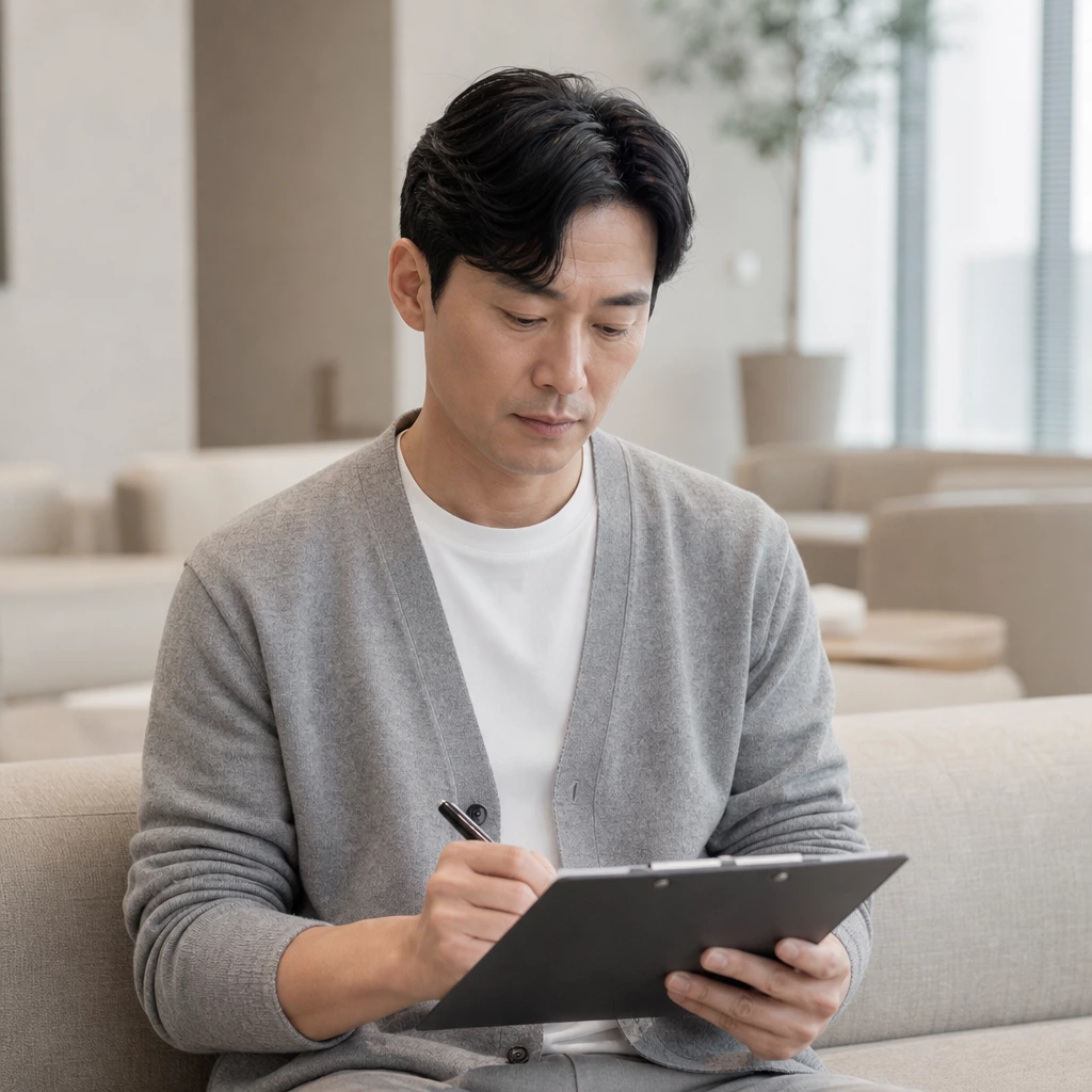 40대 남성 건강검진을 받는 모습
