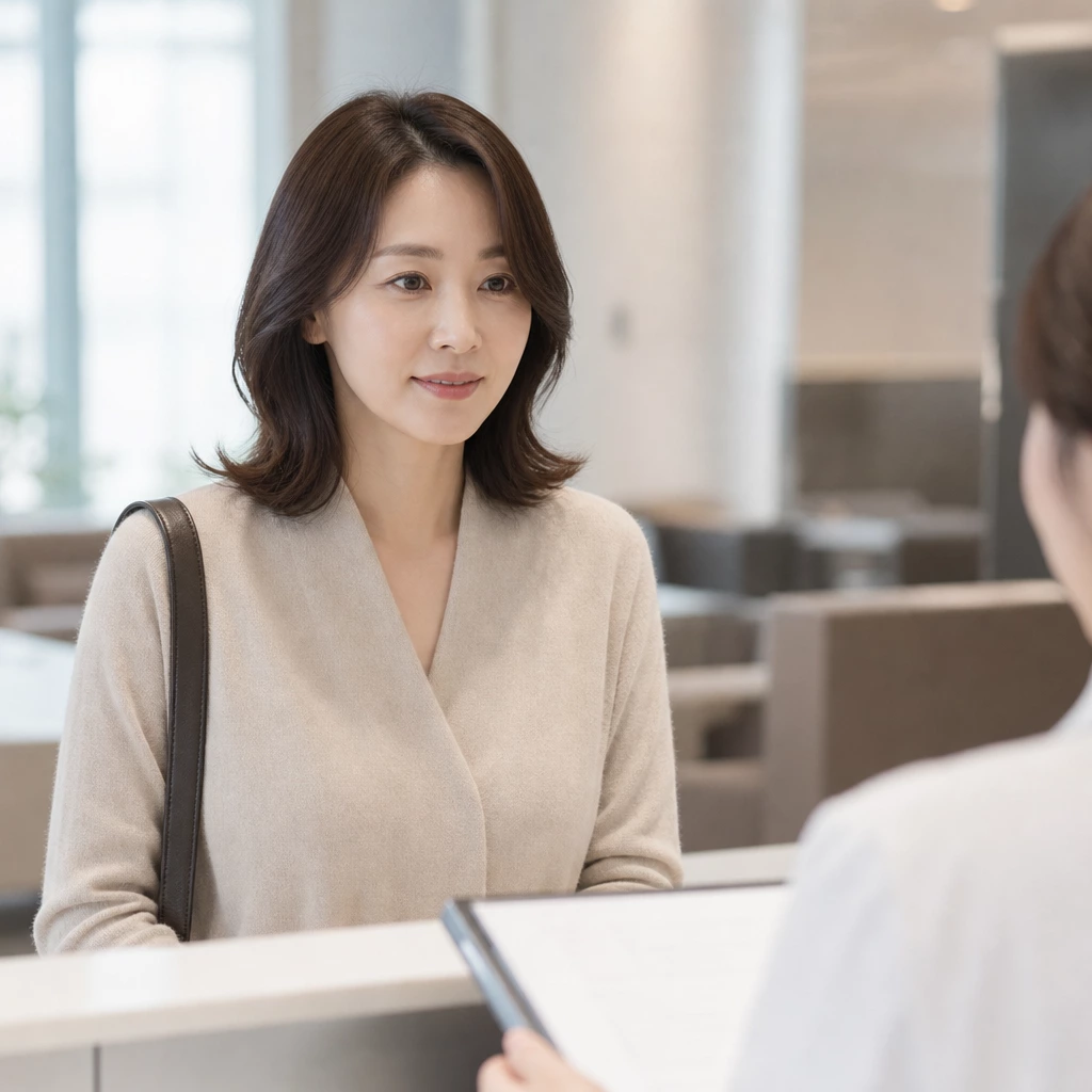 40대 여성 건강검진을 받는 모습