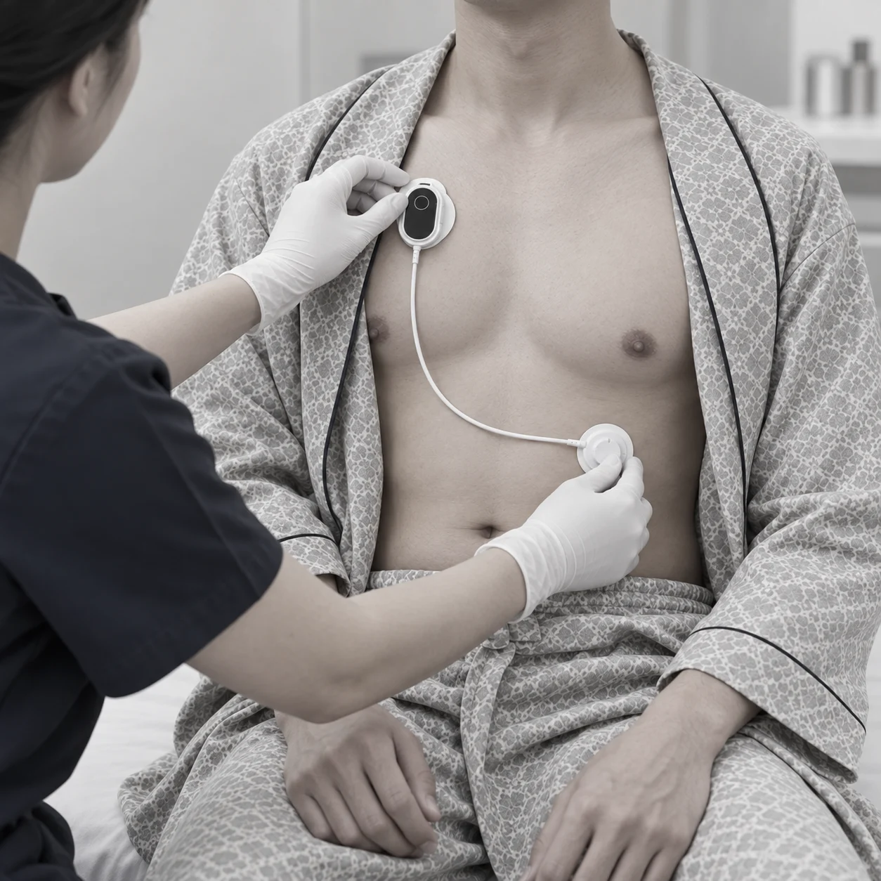 홀터검사 를 시행하는 검사 장면