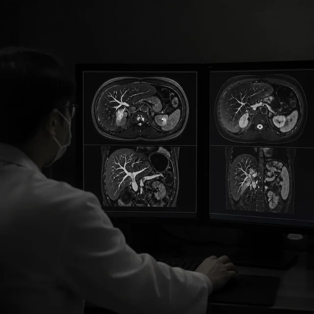 췌장MRI 를 시행하는 검사 장면